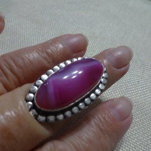 Gorgeous "PINK BOTSWANA AGATE" Handmade Sterling Ring Size 7.5 #344B